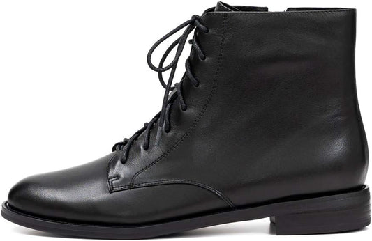 Women Lace-up Leather Ankle Boots