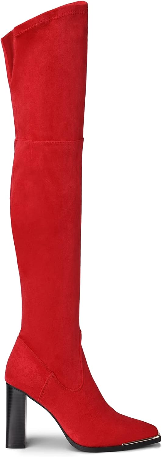 Women Over The Knee Boots Thigh High Square Toe Chunky Block HIgh Heel Long Sexy Fall Boots