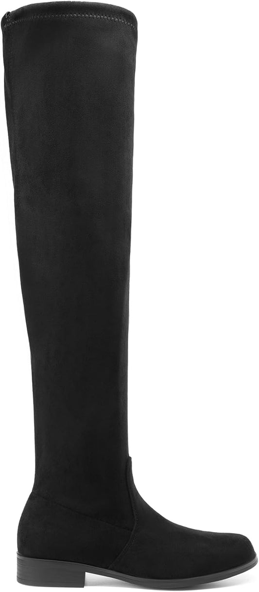 Women Thigh High Boots Low Block Heel Casual Fashion Over the Knee Boots
