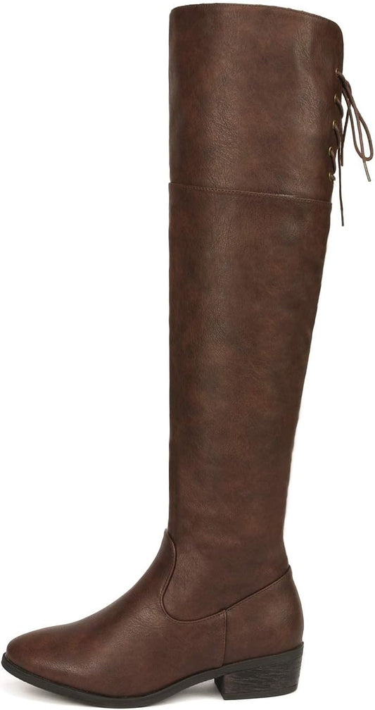 Women Over The Knee High Low Block Heel Riding Boots