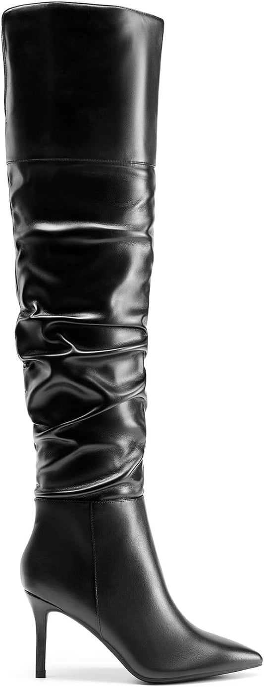 Women High Heels Over The Knee Boots Thigh High Pointed Toe Stiletto Long Fall Sexy Boots