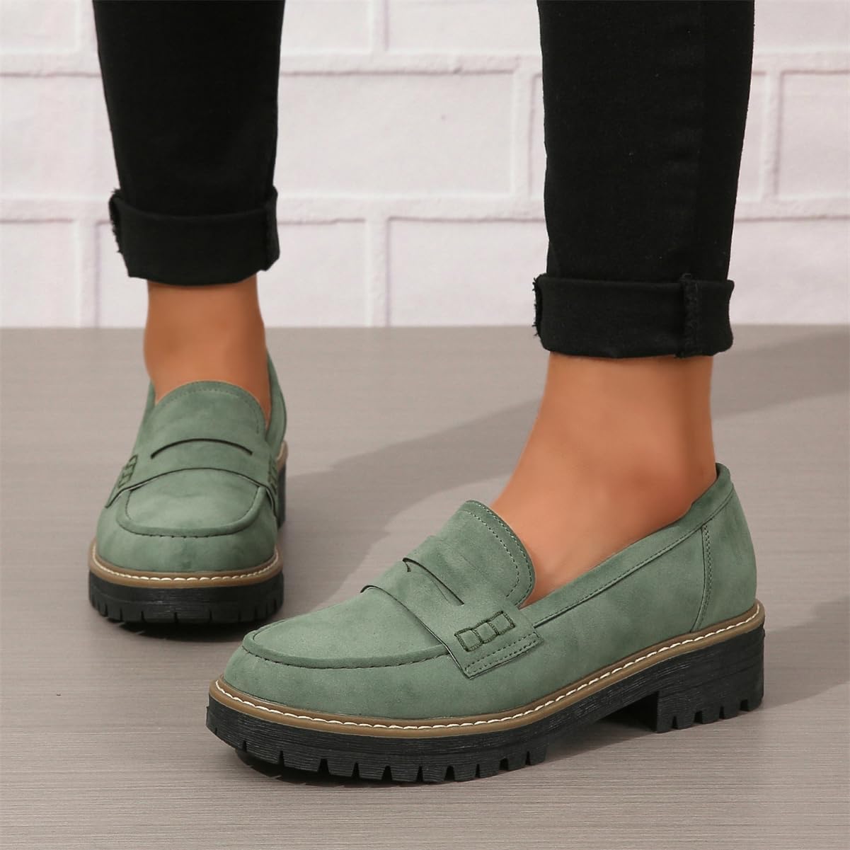 Women Loafers Shoes Platform Chunky Penny Loafer Lug Sole Comfortable Slip On Work Office Biness Casual Dress Shoes, Size 5-11