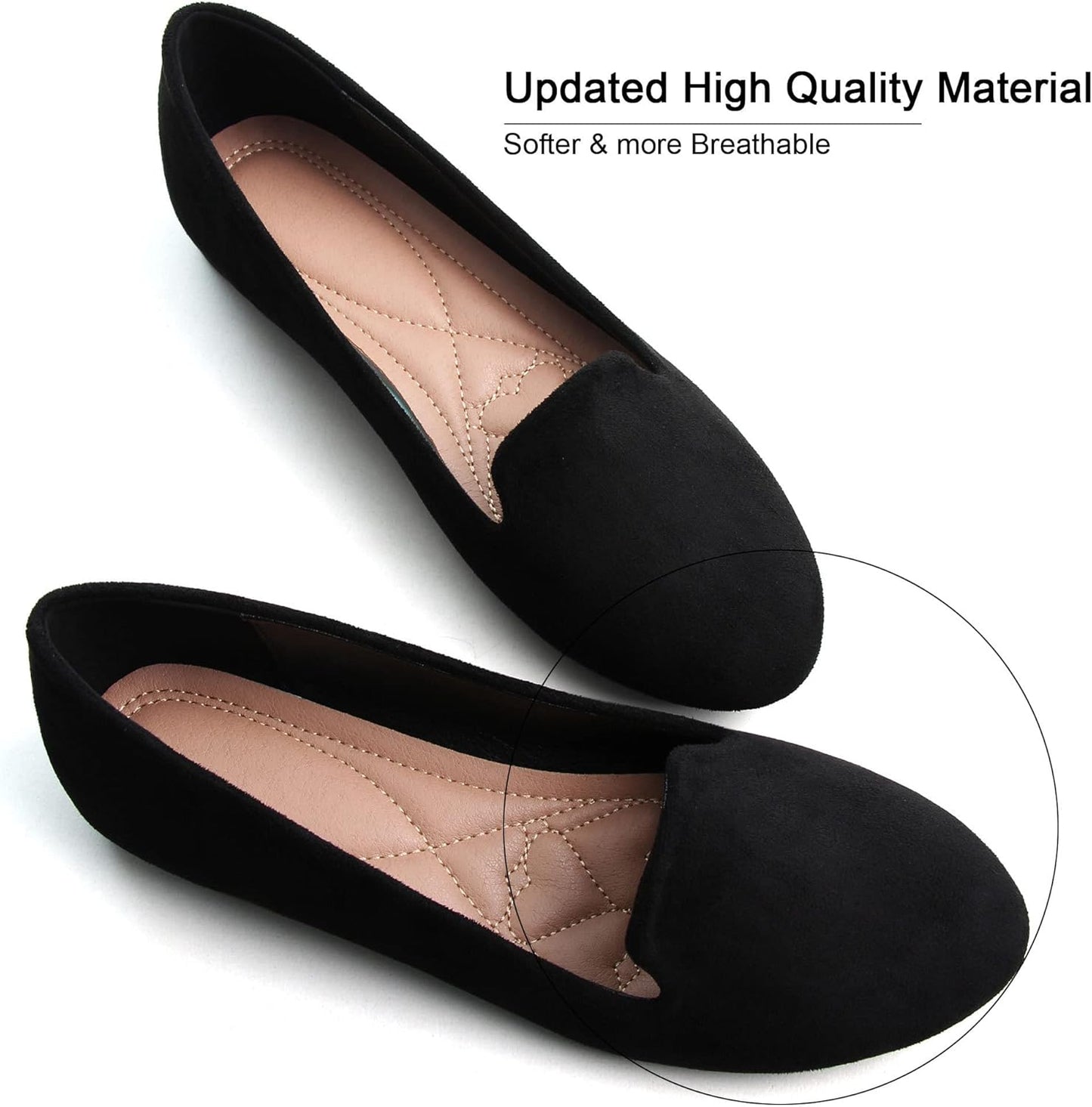Women Round Toe Flats Comfortable Fashion Ballet Flat Shoes for Women Dressy Slip-ons Loafers