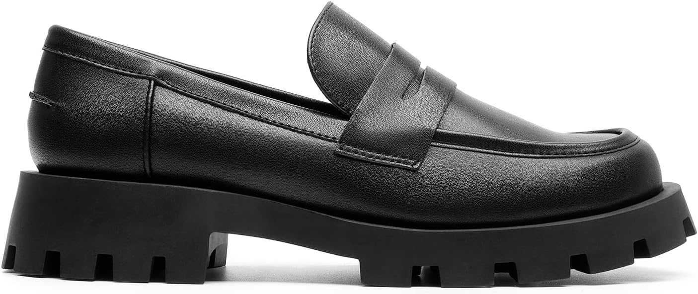 Women Loafers, Lug Sole Slip On Platform Chunky Penny Loafers for Women Dressy and Work, Biness Casual Shoes for Women