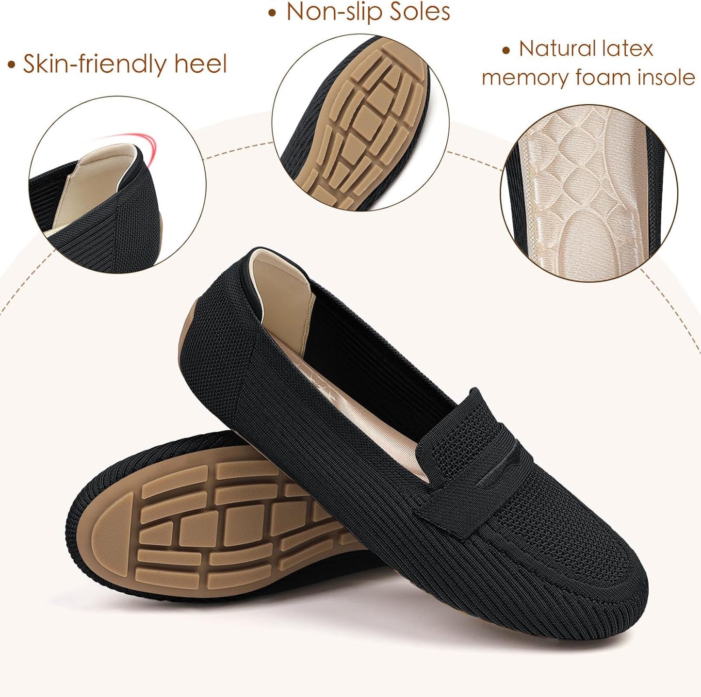 Women Loafers Comfortable Knit Driving Shoes Washable Casual Work Slip on Loafer