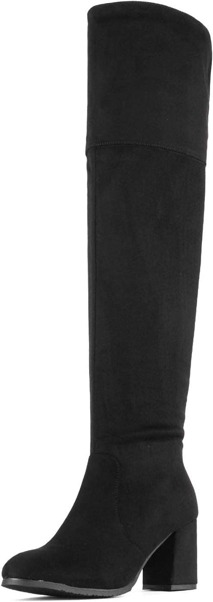 Women Thigh High Block Heel Over The Knee Boots