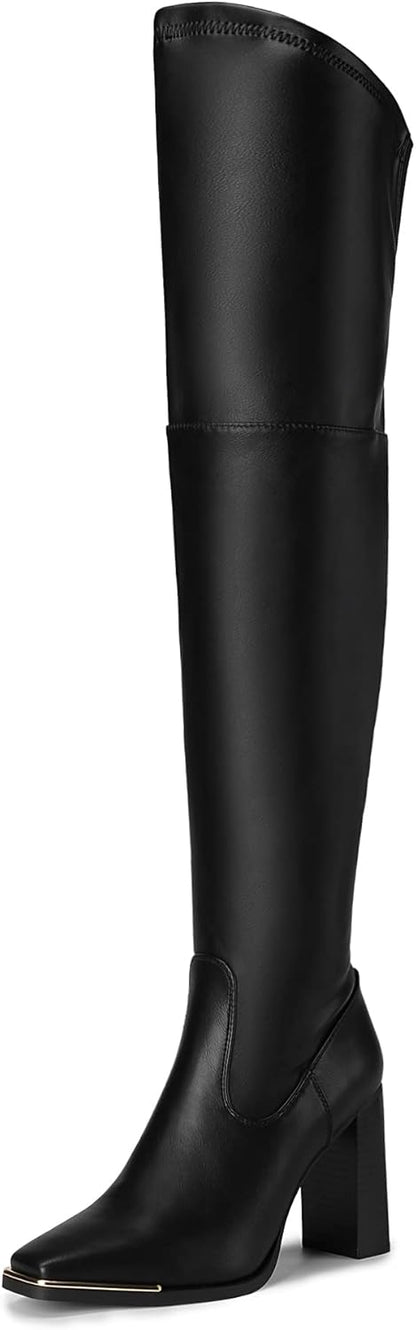 Women Over The Knee Boots Thigh High Square Toe Chunky Block HIgh Heel Long Sexy Fall Boots