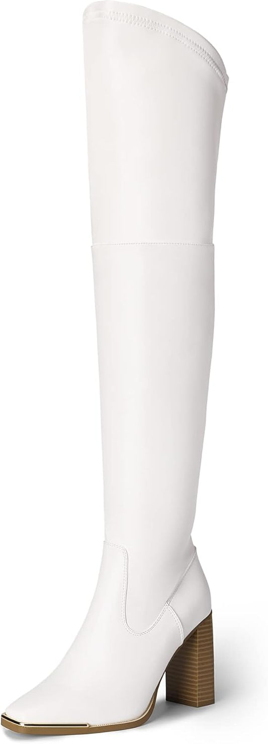 Women Over The Knee Boots Thigh High Square Toe Chunky Block HIgh Heel Long Sexy Fall Boots
