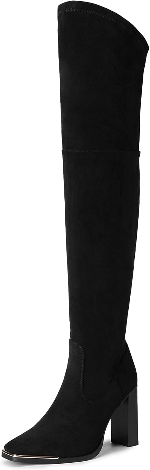 Women Over The Knee Boots Thigh High Square Toe Chunky Block HIgh Heel Long Sexy Fall Boots