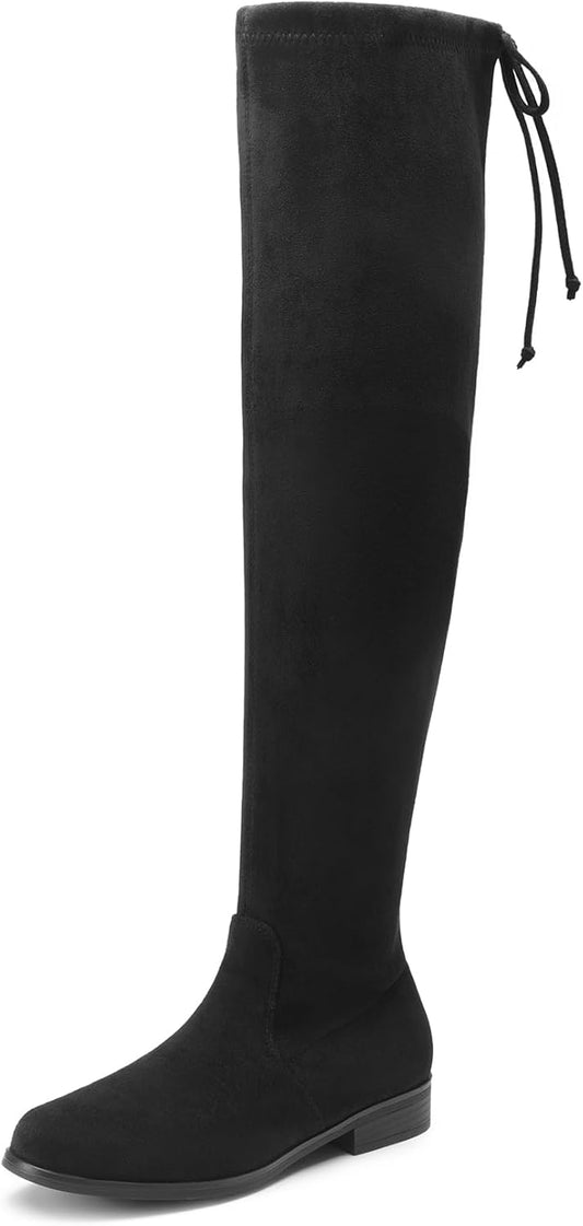 Women Thigh High Boots Low Block Heel Casual Fashion Over the Knee Boots
