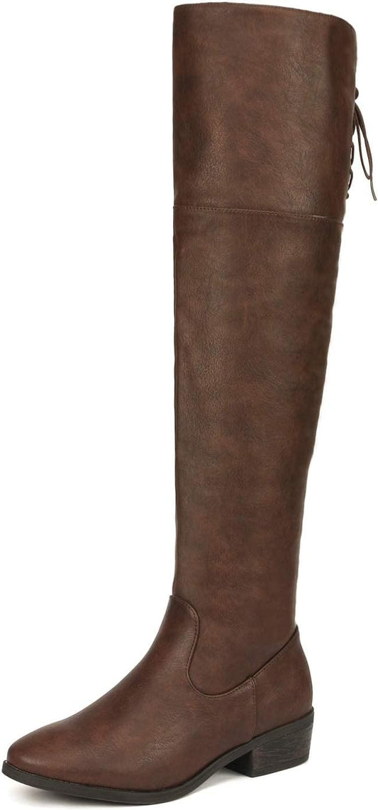 Women Over The Knee High Low Block Heel Riding Boots