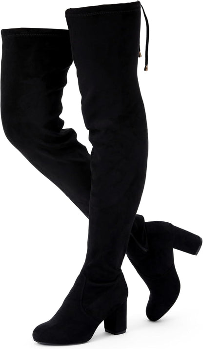 Women 992 Thigh High Over The Knee Boots, Suede Long Boots with High Heel and Inner Zipper