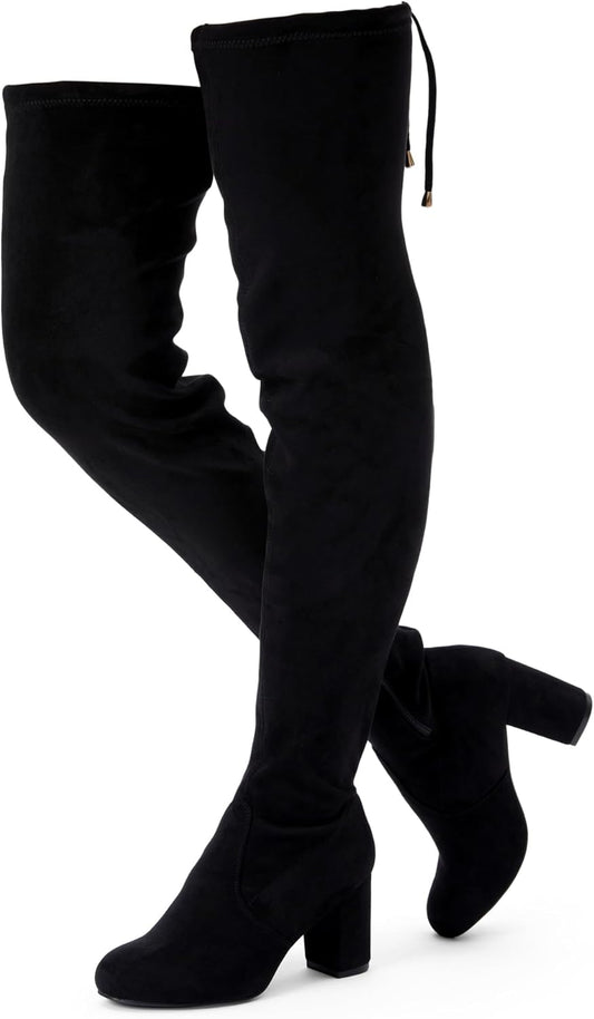 Women 992 Thigh High Over The Knee Boots, Suede Long Boots with High Heel and Inner Zipper