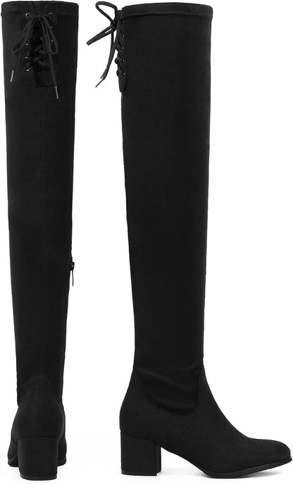 Women Over The Knee Thigh High Chunky Heel Boots Long Stretch Sexy Fall Boots