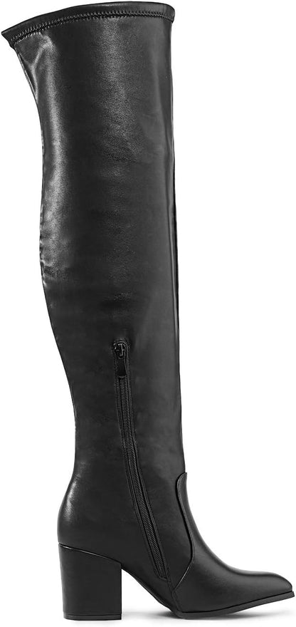 Women’s Thigh High Boots Over the knee Stretch Block Heel Fashion Long Boots