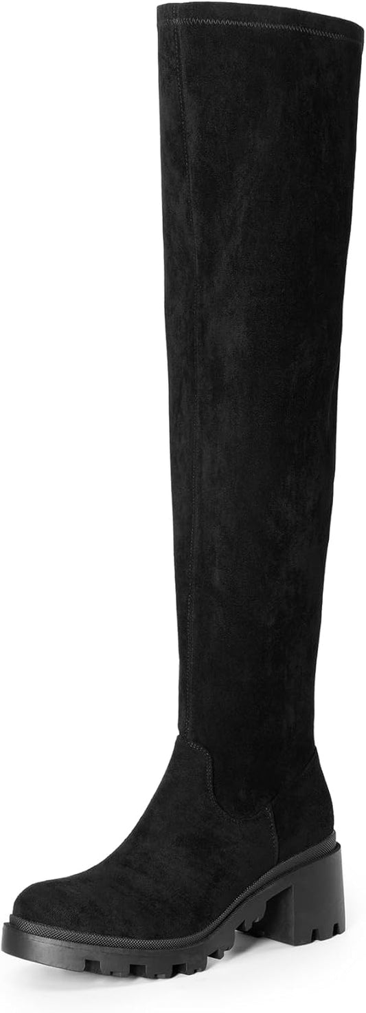 Women Knee High Boots, Platform Over The Knee High Chunky Heel Fashion Boots for Women