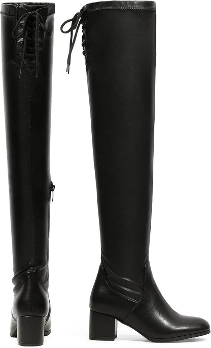 Women Over The Knee Thigh High Chunky Heel Boots Long Stretch Sexy Fall Boots