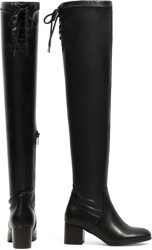 Women Over The Knee Thigh High Chunky Heel Boots Long Stretch Sexy Fall Boots