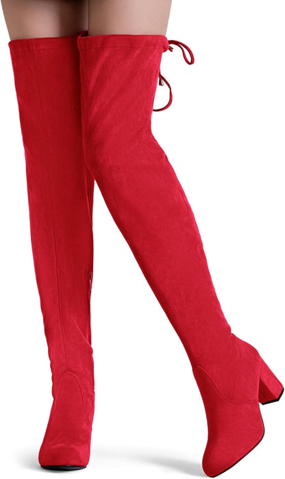 Women  Thigh High Over The Knee Boots, Suede Long Boots with High Heel and Inner Zipper