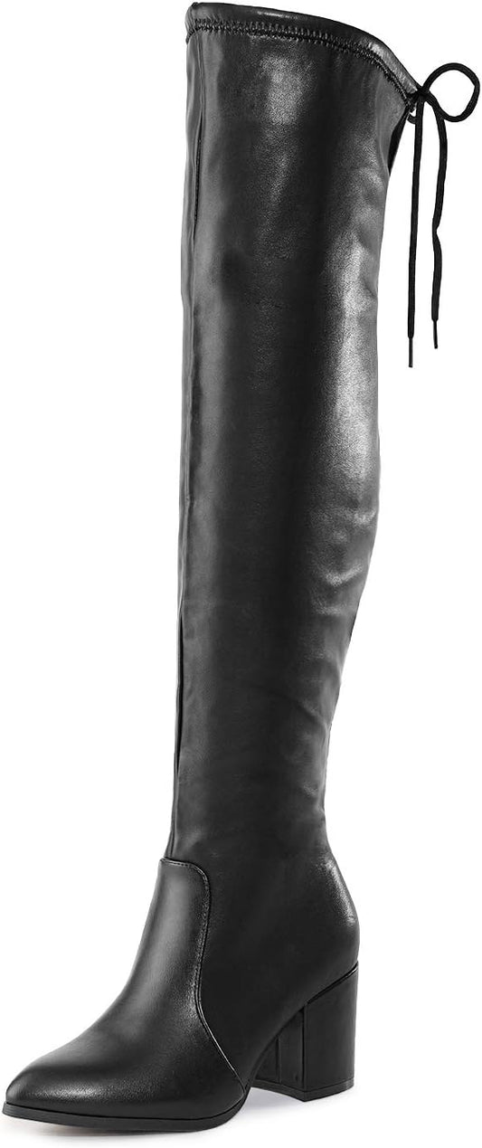 Women’s Thigh High Boots Over the knee Stretch Block Heel Fashion Long Boots