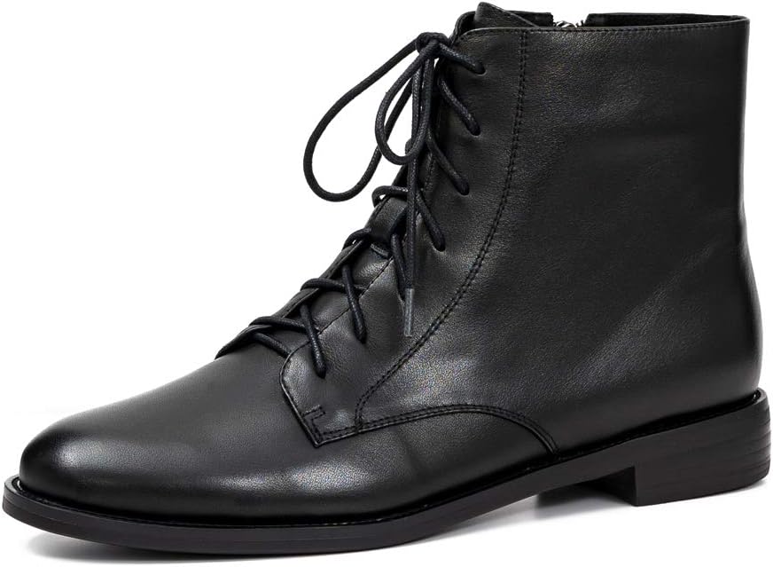 Women Lace-up Leather Ankle Boots