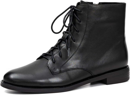 Women Lace-up Leather Ankle Boots