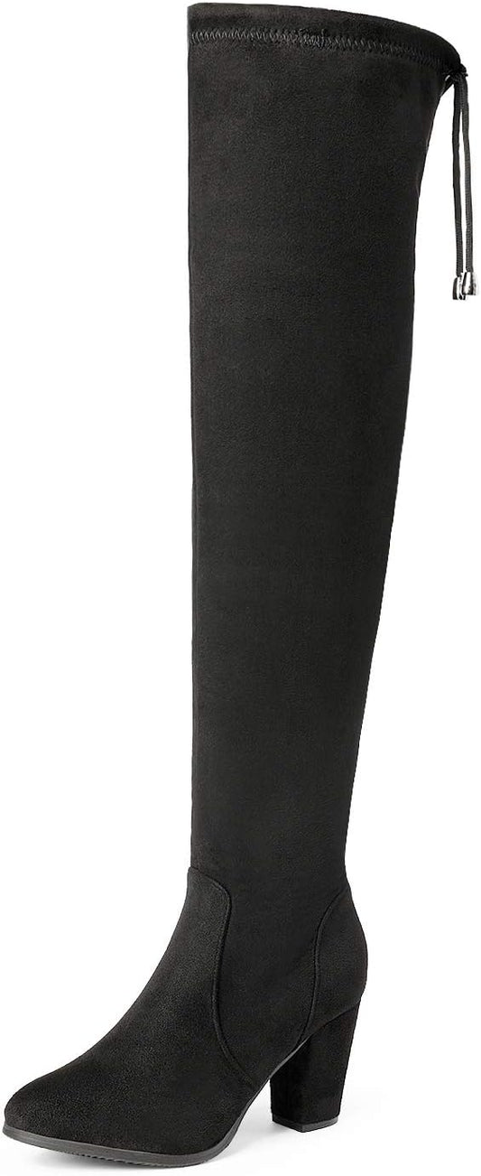 Women Thigh High Fashion Boots Over The Knee Block Heel Boots