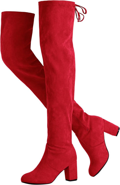 Women  Thigh High Over The Knee Boots, Suede Long Boots with High Heel and Inner Zipper