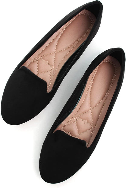 Women Round Toe Flats Comfortable Fashion Ballet Flat Shoes for Women Dressy Slip-ons Loafers