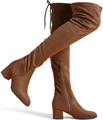 Women Over The Knee Thigh High Chunky Heel Boots Long Stretch Sexy Fall Boots