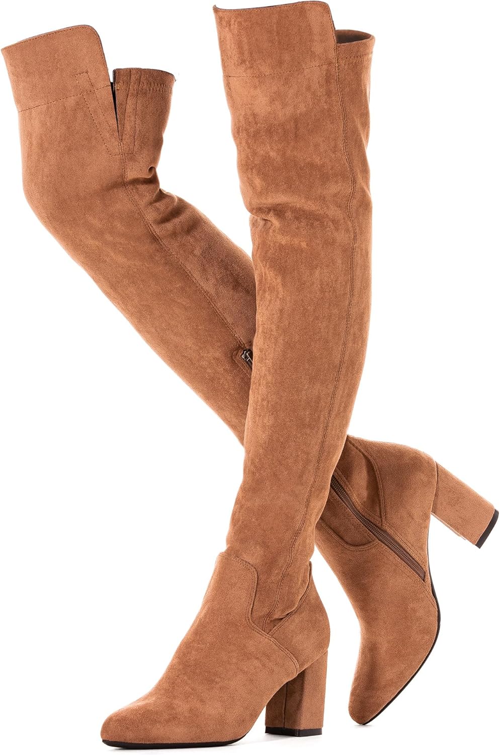 Women Over the Knee Boots Thigh High Suede Black Block Low 2 Inch Heel Chunky Above Knee Winter Pointed toe