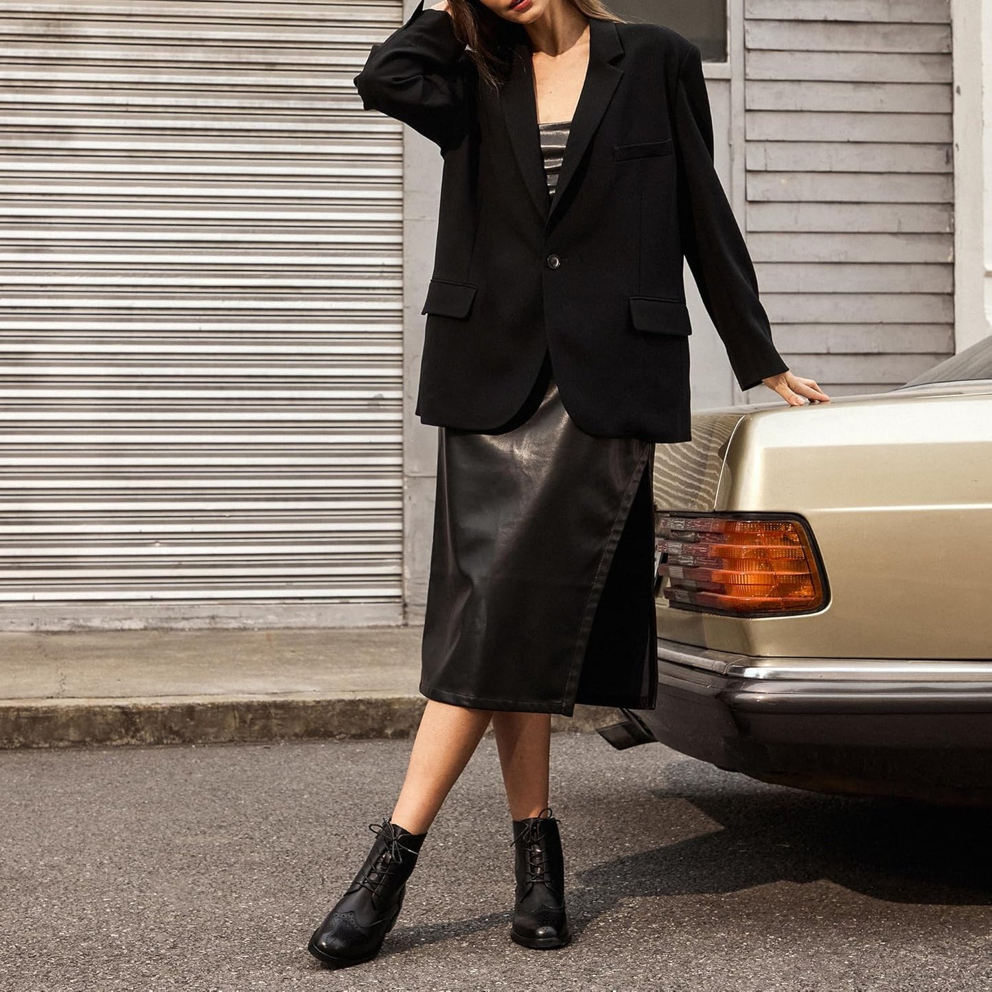 Combat Boots Women Fall Shoes Winter Leather Ankle Boots for Women Oxfords Dressy Lace Up Wingtip Brogue Short Booties